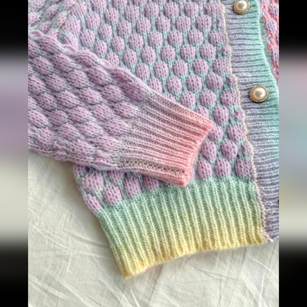 Privé Casual Mixed Fabric Cardigan, Random Yarn Color, Autumn/Winter - Picture 4 of 4